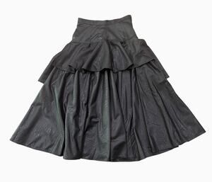 Vintage Black Tiered Ruffle Maxi Skirt Western Maxi Skirt Medium Texas Made -